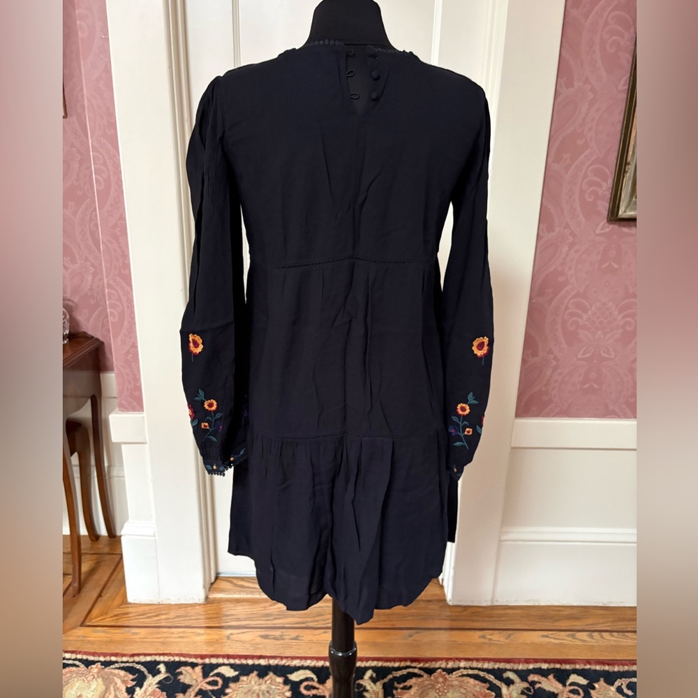 Sézane Black Dress with Colorful Floral Embroidery - Picture 8 of 13